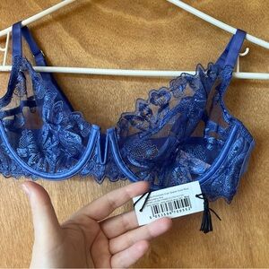 Blue lace Playful Promises bra, NWT, 34D